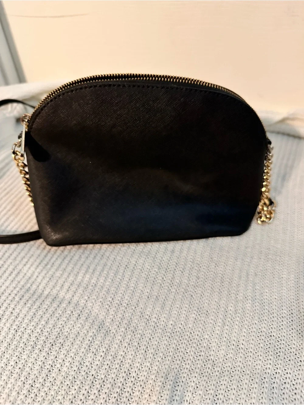 MICHAEL KORS Black Leather Chain-Trim Crossbody
